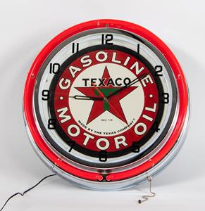 Fiftiesstore Texaco Gasoline Motor Oil Double Neon Klok 50 cm