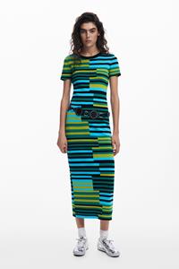 Desigual Lange gestreepte jurk - MATERIAL FINISHES