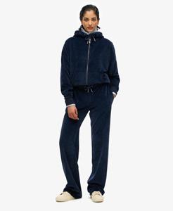 Superdry Vrouwen Velours Joggingbroek met Wijde Pijpen Blauw