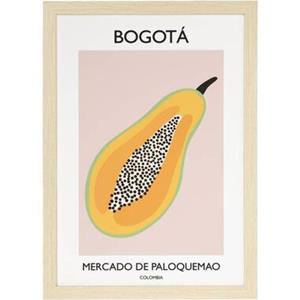 Leen Bakker Poster Papaya - MDF/glas - 70x50 cm