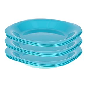 PlasticForte Verjaardag/kinder/camping borden - 12x stuks - Dia 21 cm - blauw - kunststof - onbreekbaar -