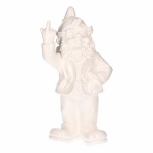 Stoobz design Tuinkabouter - wit - fuck you middelvinger - 20 cm -
