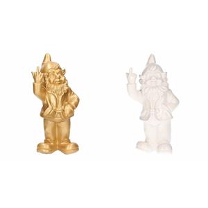 Stoobz design 2x Tuinkabouters goud/wit middelvinger 30 cm -