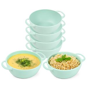 PlasticForte Soepkommen met hengsels - 8x - Campinglife - kunststof - D11 x H5 cm - mintgroen - Stapelbaar -