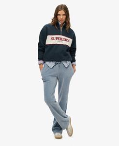 Superdry Vrouwen Velours Joggingbroek met Wijde Pijpen Lichtblauw