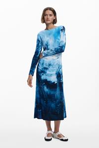 Desigual Lange jurk met landschapprint - MATERIAL FINISHES