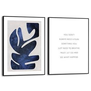 Reinders  Blue Organic - Schilderijen set 2x 40x30cm Zwart
