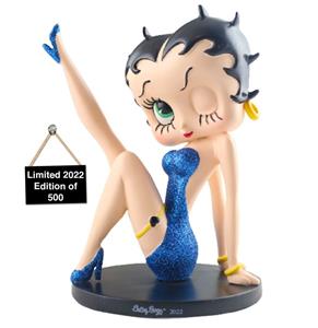 Fiftiesstore Betty Boop Beeldje Leg Up Gelimiteerde Oplage 2022 Blauw Glitter