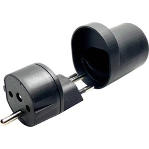 Martin Kaiser 181/sw/1 Reisstekker Fix-Adapter CH Typ 12/Schuko denzentraler Steckeransatz, IP 20, schwarz