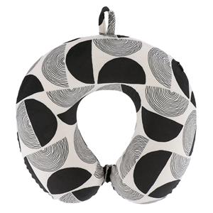 Tendance Nekkussen Bilbao - zwart/wit - met ophangclip - polyester - reiskussen voor onderweg -