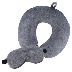 Tendance Reis nekkussen en oogmasker set - grijs - polyester/zijde - ophanglus - voor onderweg -