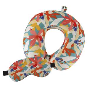 Tendance Reis nekkussen en oogmasker set - multikleur - polyester/zijde - ophanglus - voor onderweg -