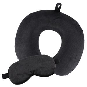 Tendance Reis nekkussen en oogmasker set - zwart - polyester/zijde - ophanglus - voor onderweg -