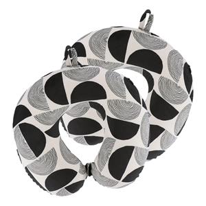Tendance Nekkussen Bilbao - 2x - zwart/wit - met ophangclip - polyester - reiskussen voor onderweg -