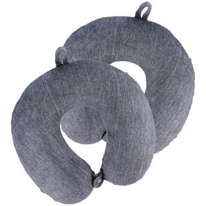 Tendance Nekkussen Heather - 2x - grijs - met ophangclip - polyester - reiskussen voor onderweg -