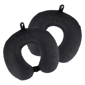 Tendance Nekkussen Heather - 2x - zwart - met ophangclip - polyester - reiskussen voor onderweg -