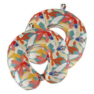 Tendance Nekkussen Moorea - 2x - multi kleuren - met ophangclip - polyester - reiskussen voor onderweg -