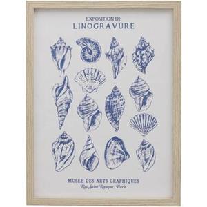 Leen Bakker Poster Schelpen Linogravure - MDF/glas - 40x30 cm
