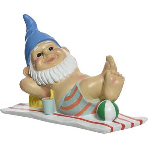 Decoris Tuinkabouter zonnende man - kunststeen - H18 cm -