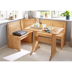 Home affaire Eethoek Sascha met tafel en kist-hoekbank, massief hout (2-delig)