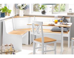 Home affaire Eethoek Sascha met tafel en kist-hoekbank, massief hout (2-delig)