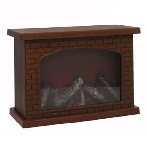 Gerimport Sfeerhaard/open haard - bruin - met led verlichting - L28 x B11 x H20 cm -