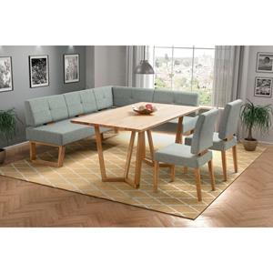 Home affaire Eethoek Ponza Eetkamer zitgroep stoelen tafel en bank comfortabel gepolsterd (set, 4-delig)
