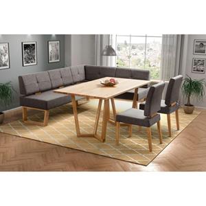 Home affaire Eethoek Ponza Eetkamer zitgroep stoelen tafel en bank comfortabel gepolsterd (set, 4-delig)
