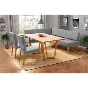 Home affaire Eethoek Ponza Eetkamer zitgroep stoelen tafel en bank comfortabel gepolsterd (set, 4-delig)