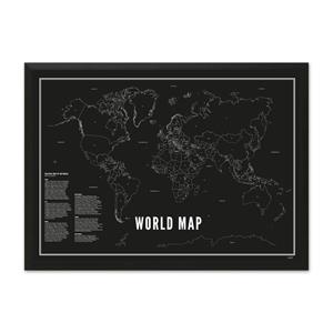 Wijck print Wereldkaart zwart A3 30 x 40