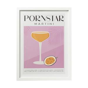 Xenos Poster met lijst pornstar martini - roze/oranje - 40x30 cm