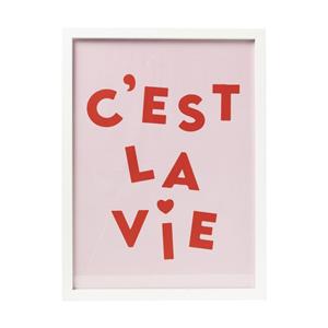 Xenos Poster met lijst c'est la vie - roze/rood - 40x30 cm