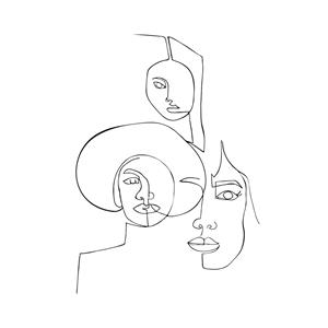 Karo-art Poster - Line Art Vrouwen, Premium Print, Lijnenspel
