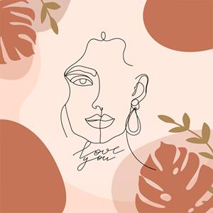 Karo-art Poster - Line Art, Love you, Liefde aan de muur, Premium Print
