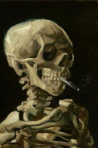 Karo-art Poster - Hoofd van een skelet met een brandende sigaret, 1886 Vincent Van Gogh, Premium Print