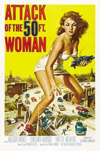 Karo-art Poster - Attack of the 50ft woman, Cult film 1958, Originele Filmposter, Premium Print, Professioneel Fotopapier