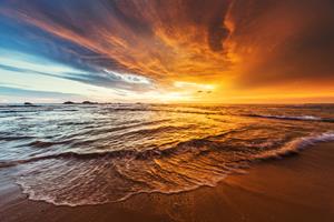 Karo-art Poster - Zonsondergang op zee, Prachtig vergezicht , premium print