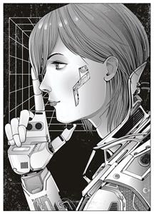 Karo-art Poster - Cyberpunk Manga Stijl, zwart/wit, premium print