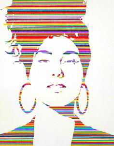 Karo-art Poster - Alicia Keys, gekleurde lijnen portret, Premium Print, Professioneel Fotopapier