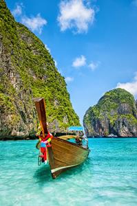 Karo-art Poster- Boot in Maya Bay, Thailand, Premium print