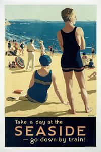 Karo-art Poster - Seaside, een dagje strand, poster uit 1930, 3 maten, Premium Print