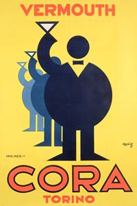 Karo-art Poster - Vermouth Cora Torino, originele 1930's drink advertentie poster, Premium print
