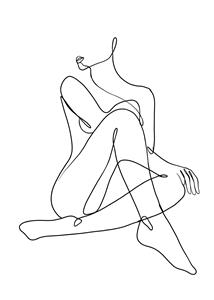 Karo-art Poster - Line art, Lichaam van een naakte vrouw, Premium Print