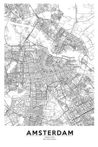 Karo-art Poster - Amsterdam, City Map, 57.22N 4,54E, Plattegrond
