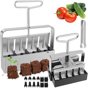T-Car Parts 2 stuks zaailingbodemblokker 4/20 cellen roestvrij staal handzame bodemblokmaker gereedschap voor kas tuin zaailingen tuingereedschap