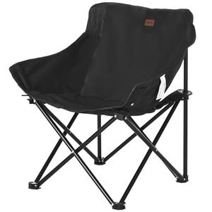 Outsunny Campingstoel, Opvouwbaar, Stalen Frame, Stofzitting, Draagtas, Zwart