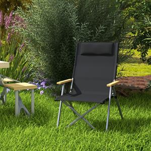 Outsunny campingstoel, lichtgewicht klapstoel, weerbestendig, incl. draagtas, eenvoudig op te bergen, 74 x 59,5 x 98 cm, zwart | Aosom.nl