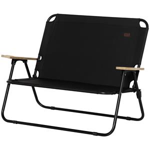 Outsunny 2-Zits Campingstoel, Opvouwbaar, met Drankhouder, 141 x 67 x 80 cm, Zwart