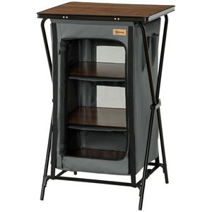 Outsunny Campingtafel met 3 Planken, Ritsdeur, Aluminium, Opvouwbaar, Grijs