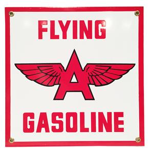 Fiftiesstore Flying A Gasoline Emaille Bord